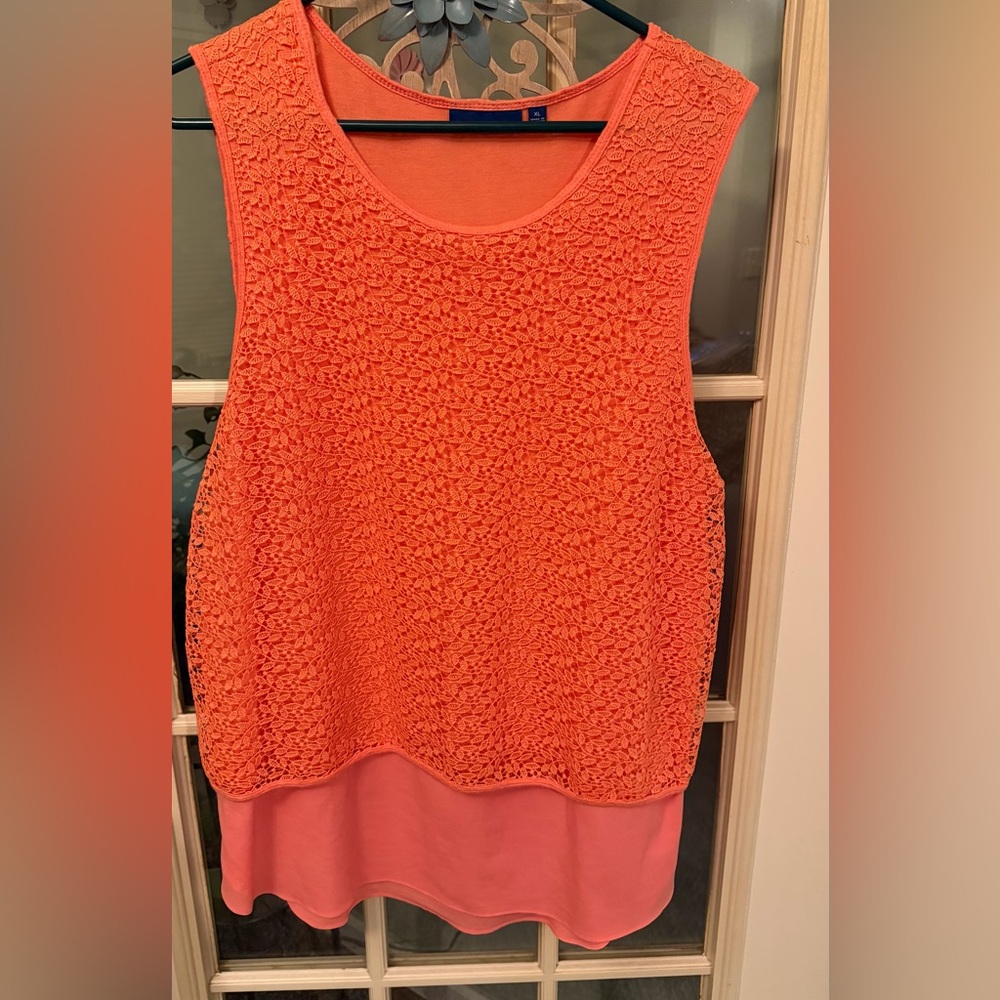 Apt. 9 Vibrant Coral Lace Tank Top